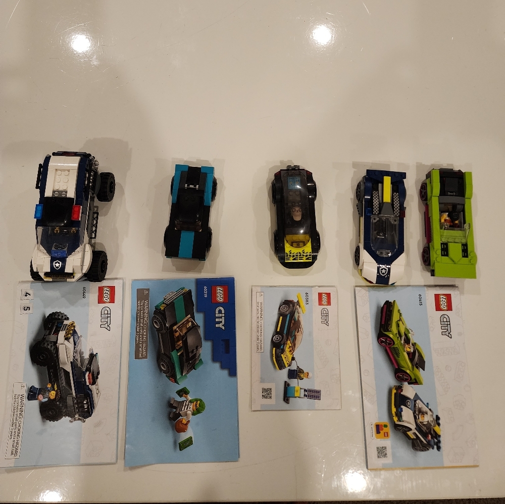 LEGO City 5 Vehicles With Minifigures And Manuals 60449/60319/60383/60415